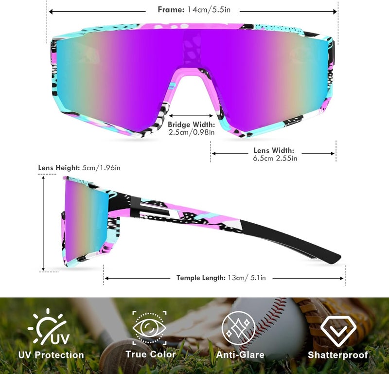 Derowern Youth Baseball Sunglasses, Kids Polarized Sports Sunglasses,UV400 Protection Glasses for Boys Girls Softball Cycling - Image 3
